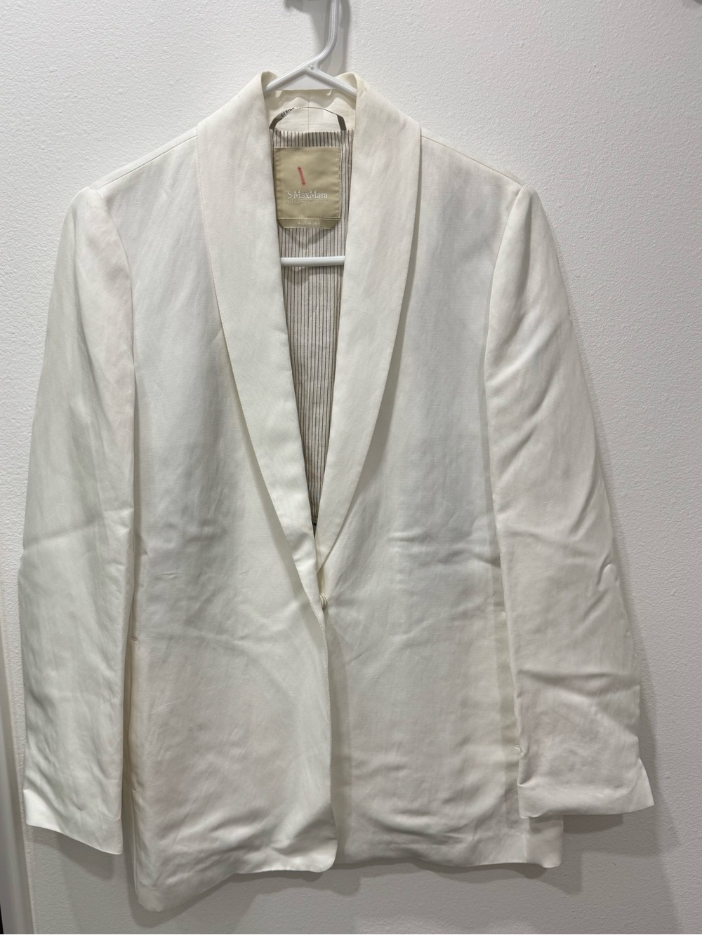 MaxMara Cream made in Italy Single-Button Blazer